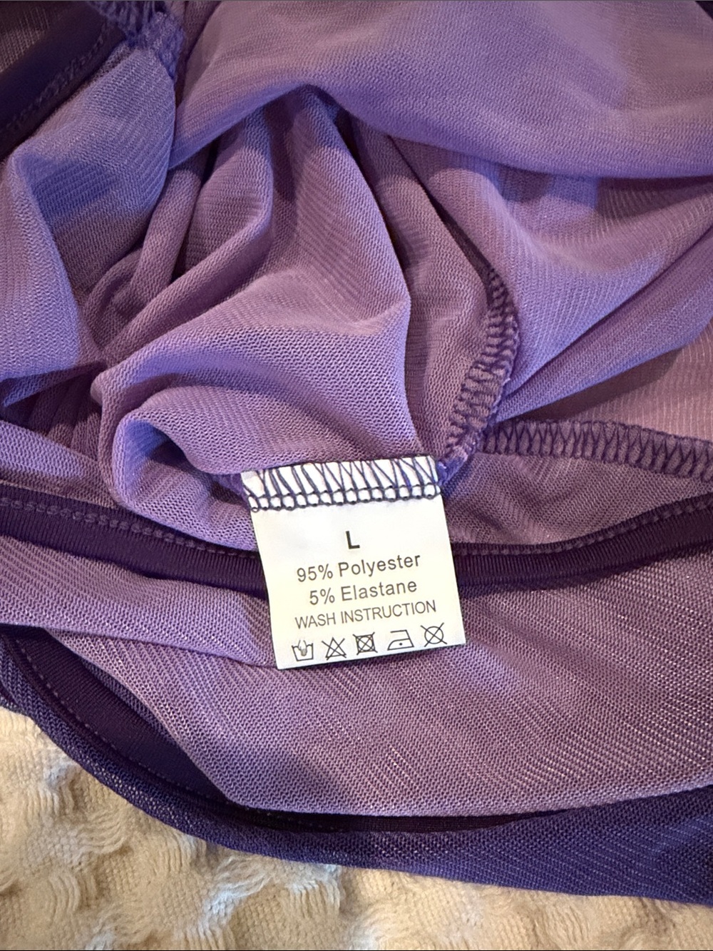 Kids Purple Mesh One-Piece Swimsuit - Picture 3 of 5